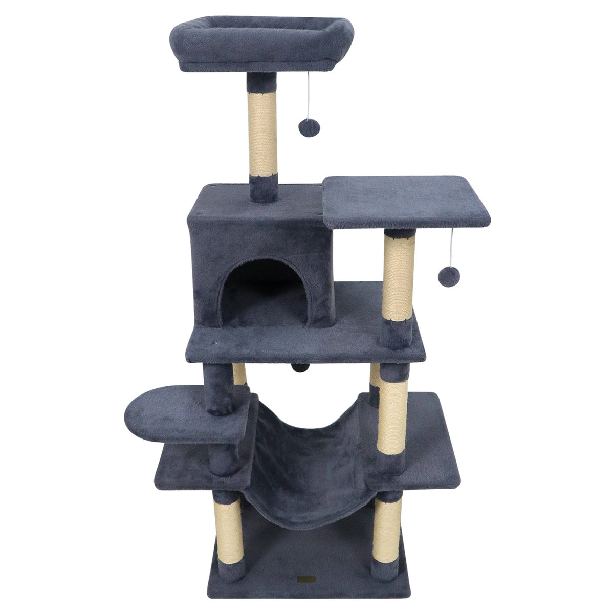 58 inches Multi-Level Cat Tree Soft Plush Cat Tower with Padded Top Perch-Grey view 4