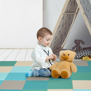58 Inch Toddler Foam Play Mat Baby Folding Activity Floor Mat-Light Blue view 2
