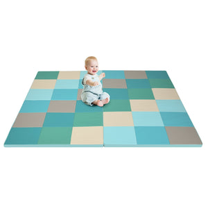 58 Inch Toddler Foam Play Mat Baby Folding Activity Floor Mat-Light Blue view 4