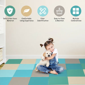 58 Inch Toddler Foam Play Mat Baby Folding Activity Floor Mat-Light Blue view 6