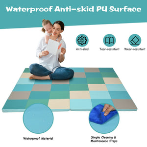 58 Inch Toddler Foam Play Mat Baby Folding Activity Floor Mat-Light Blue view 7