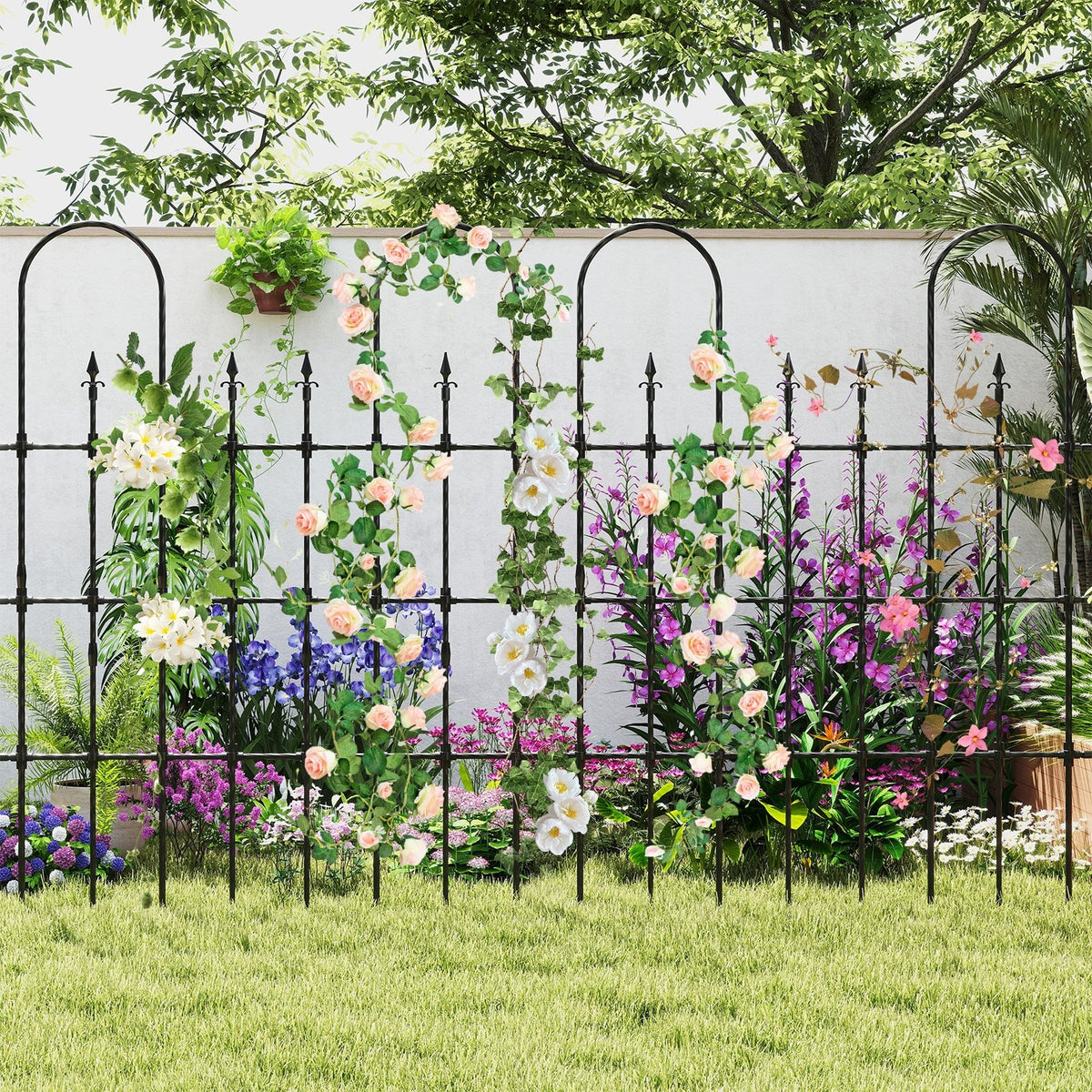 58 x 73 Inch Outdoor Garden Rose Arch Trellis for Climbing Plants view 2