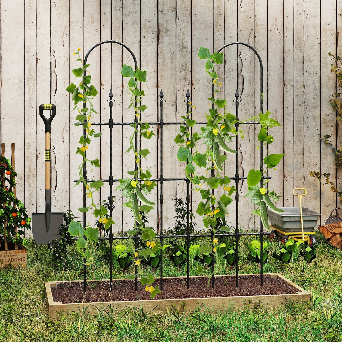 58 x 73 Inch Outdoor Garden Rose Arch Trellis for Climbing Plants view 3