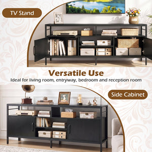 58 Inch Industrial TV Stand with Cabinets and Adjustable Shelf for TVs up to 65 Inch-Black view 8