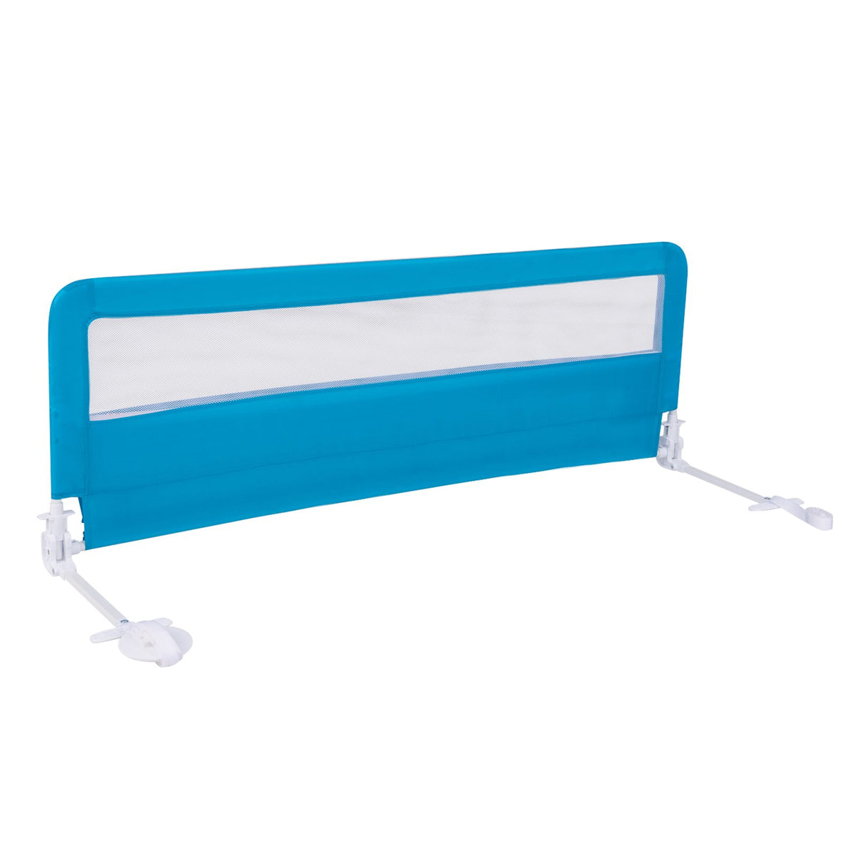 59 Inch Extra Long Folding Breathable Baby Children Toddlers Bed Rail Guard with Safety Strap-Blue