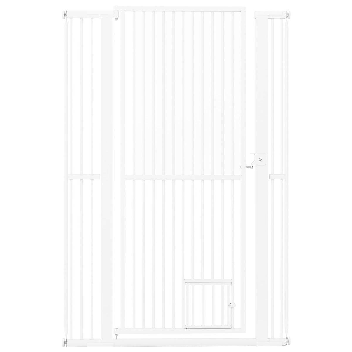 59” Extra Tall Pet Gate Heavy-Duty Metal Cat Gate with Wide Opening-White