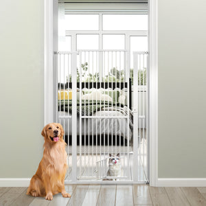 59” Extra Tall Pet Gate Heavy-Duty Metal Cat Gate with Wide Opening-White view 2