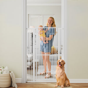59” Extra Tall Pet Gate Heavy-Duty Metal Cat Gate with Wide Opening-White view 3