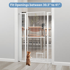 59” Extra Tall Pet Gate Heavy-Duty Metal Cat Gate with Wide Opening-White view 5