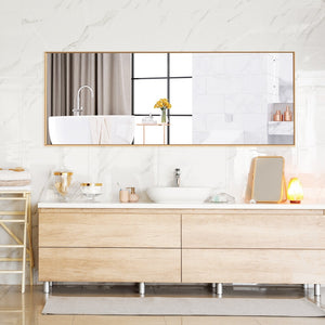 59 Inch Full Length Mirror Large Rectangle Bedroom Mirror-Golden view 8