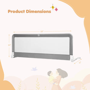 59 Inch Extra Long Folding Breathable Baby Children Toddlers Bed Rail Guard with Safety Strap-Gray view 4
