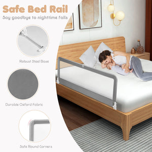 59 Inch Extra Long Folding Breathable Baby Children Toddlers Bed Rail Guard with Safety Strap-Gray view 5