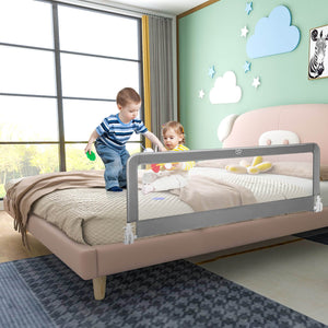 59 Inch Extra Long Folding Breathable Baby Children Toddlers Bed Rail Guard with Safety Strap-Gray view 6