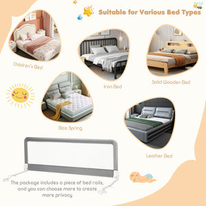 59 Inch Extra Long Folding Breathable Baby Children Toddlers Bed Rail Guard with Safety Strap-Gray view 8