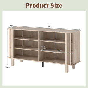 59 Inch TV Stand for TVs Up to 55 Inches with Adjustable Shelves-Natural view 5