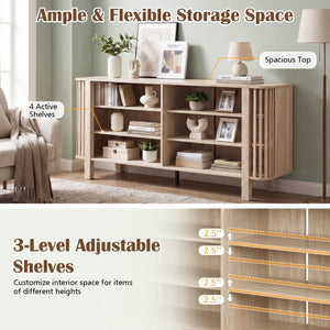 59 Inch TV Stand for TVs Up to 55 Inches with Adjustable Shelves-Natural view 8
