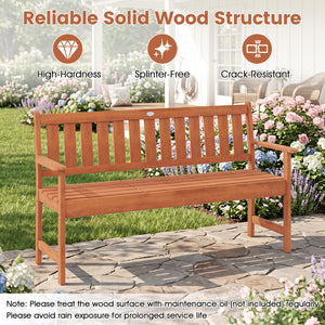 59 inches Outdoor Wood Garden Bench with Pull-Out Center Table view 8