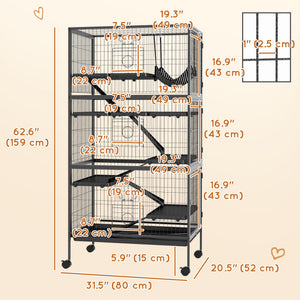 5-Tier Rolling Small Animal Cage, Deluxe Guinea Pig Cage, Ferret Cage for Mink Chinchilla Kitten Rabbit – view 23