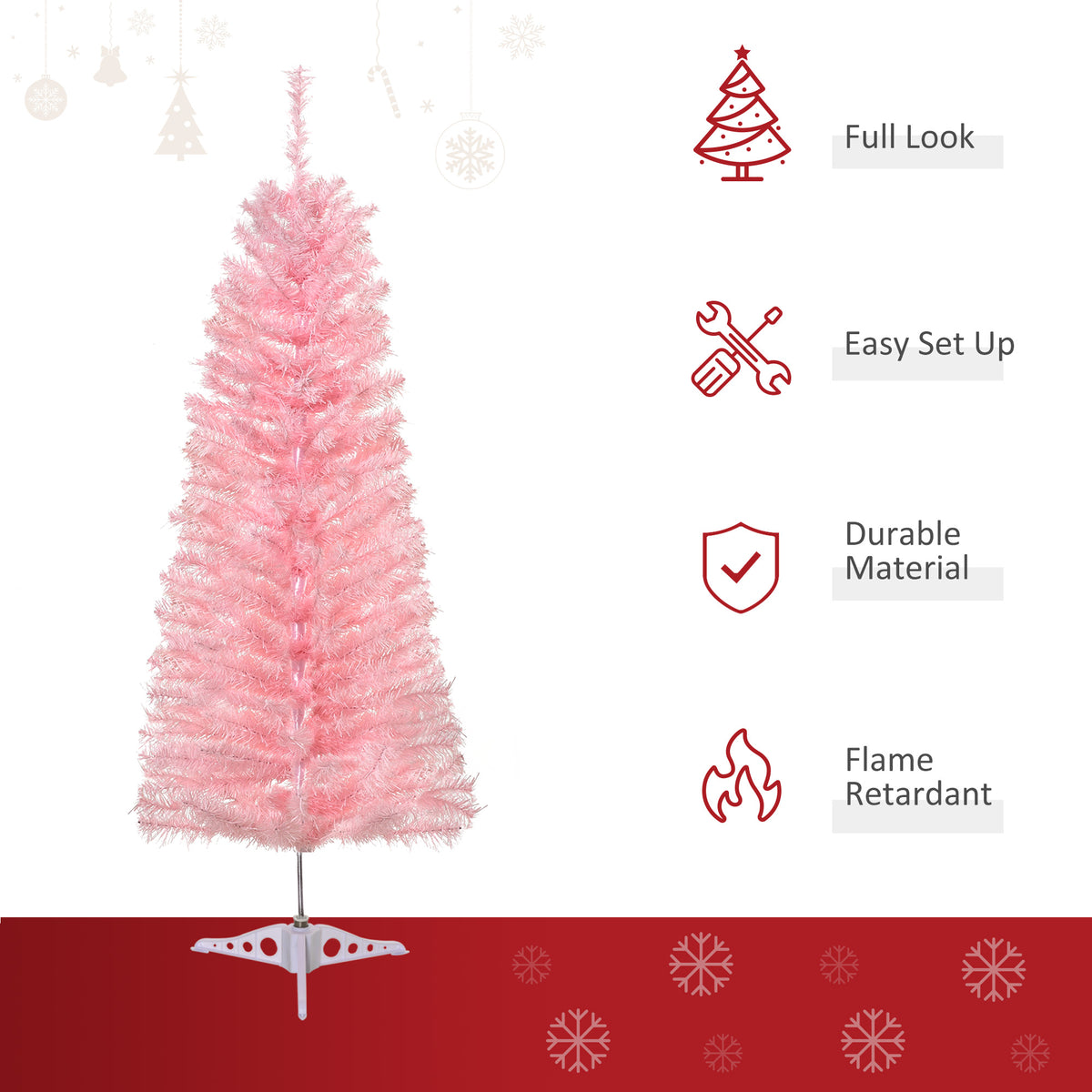 4FT Artificial Christmas Tree Holiday Xmas Holiday Pencil Tree Decoration with Automatic Open for Home – view 3