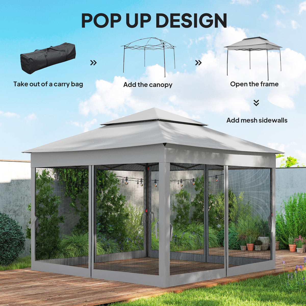 11' x 11' Pop Up Canopy 2-Tier Soft Top Shelter Event Tent w/ Netting Carry Bag for Patio Backyard Garden – view 17