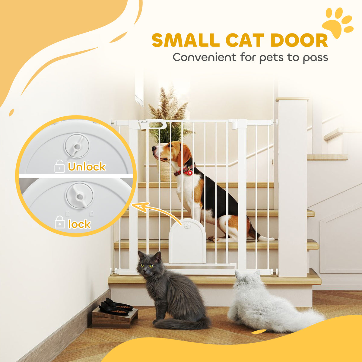 30"-52" Extra Wide Pet Gate Barrier with Small Door, 30"H Dog Gate with Safety Gate Barrier – view 32