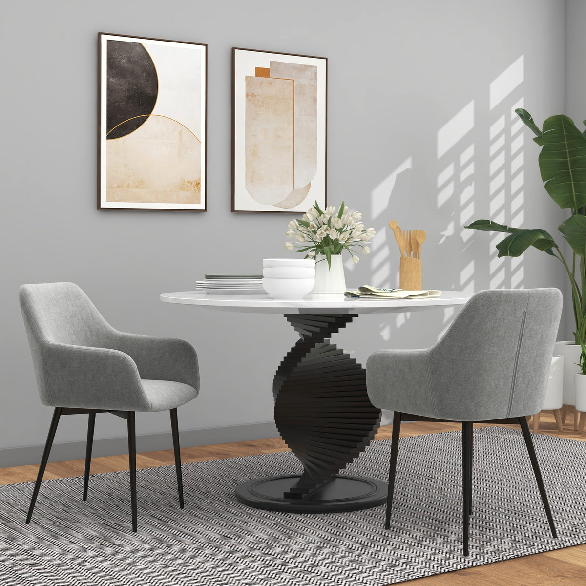 Dining Chairs Set of 2, Velvet-look Fabric Upholstered Kitchen Chairs with Backrest – view 14