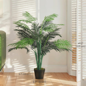 4FT Artificial Palm Tree Set of 2, Fake Tropical Tree with Lifelike Leaves, Faux Plant in Pot for Indoor Decoration, Green