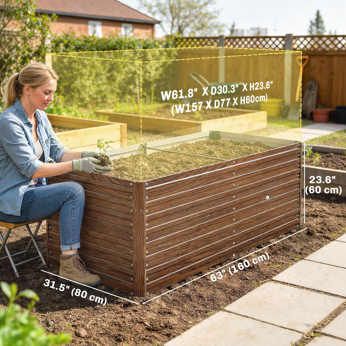 5' x 3' x 2' Raised Garden Bed, Galvanized Planter Box for Growing Flowers, Herbs and Vegetables, Black – view 16