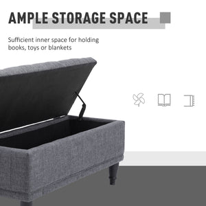 Storage Ottoman, Linen Fabric End of Bed Bench with Soft Close Lid – view 13