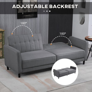 Convertible Bed with Couch, Button Tufted Fabric Sofa Bed with Adjustable Back for Living Room – view 4