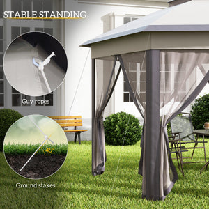 13' x 13' Pop Up Canopy Tent with Netting and Carry Bag, Instant Sun Shelter, Coffee and Beige – view 5