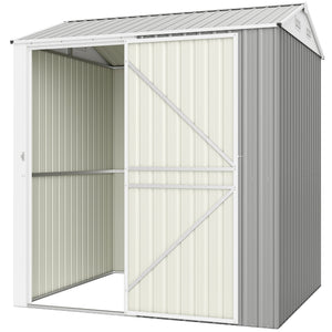 7' x 6' Tall Outdoor Storage Shed, Waterproof Metal Garden Shed with Gloves, Lockable Door, Dark Grey – view 8
