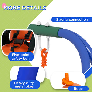 Kid Swing Set with Safety Harness for Baby, Kids 6 Months+, Heavy Duty Swing Set for Indoor/Outdoor, Backyard, Orange