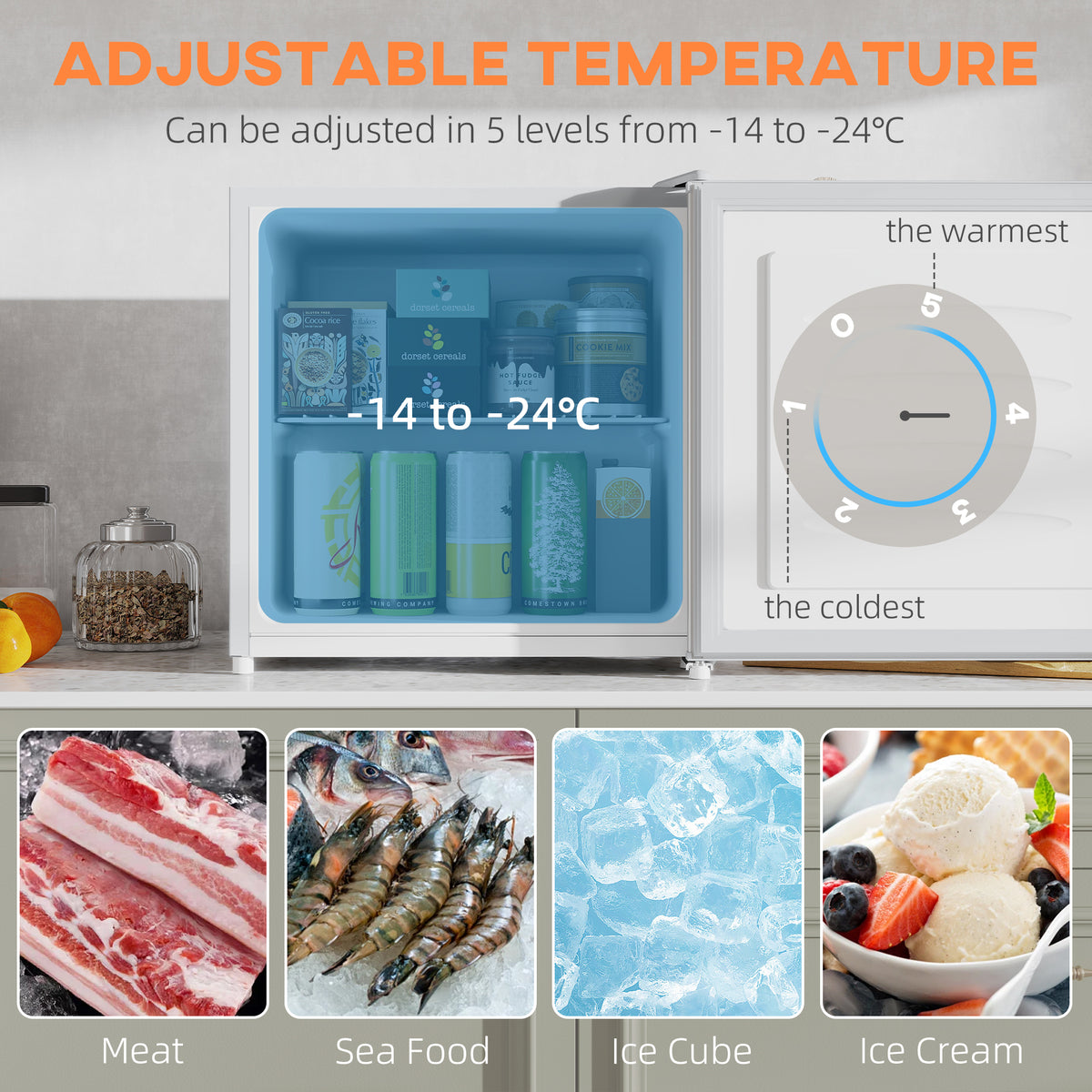1.1 Cu. Ft. Mini Freezer, Compact Upright Freezer with Reversible Door, Removable Shelf – view 38