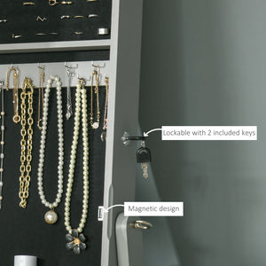 Mirror Jewelry Cabinet Armoire, Lockable Jewelry Organizer with Full-Length Mirror, 3 Angle Adjustable, Grey – view 5