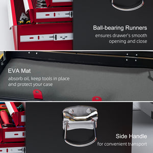 6 Drawer 24" Portable Tool Box with Top Case, Ball Bearing Slides, Metal Tool Chest for Garage, Household and Warehouse