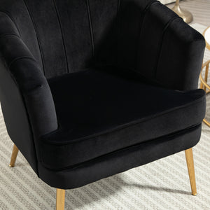 Fabric Armchair, Modern Accent Chair with Gold Metal Legs for Living Room, Bedroom, Home Office, Black – view 6