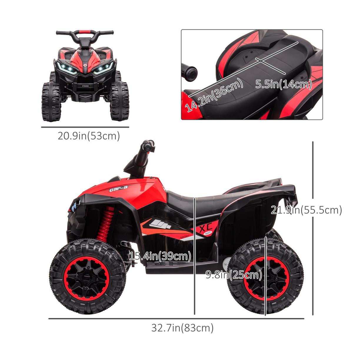 Aosom Kids 4 Wheeler Quad with Music, Headlights, High & Low Speed, Kids ATV for 3-5 Years Old Boys & Girl