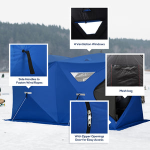 5-8 Person Pop-up Ice Fishing Shelter, Portable Ice Fishing Tent, Blue – view 6