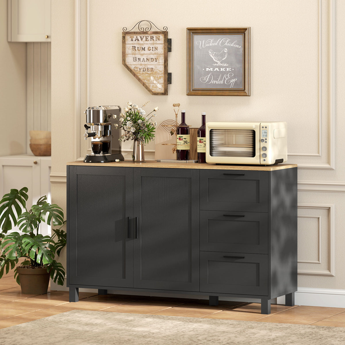 Buffet Cabinet with Soft-Close Doors, Modern Sideboard with 3 Drawers for Living Room, Kitchen – view 7