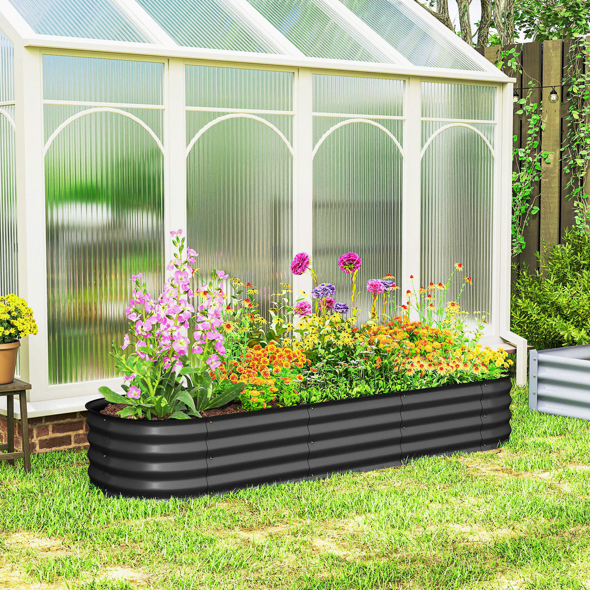 4.9 x 2 x 1ft Galvanized Raised Garden Bed Kit, Metal Planter Box with Safety Edging, Black – view 35