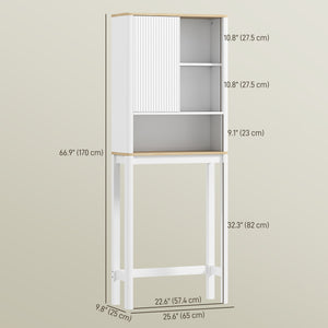 Over The Toilet Storage Cabinet, Bathroom Space Saver Cabinet with Adjustable Shelf, Bathroom Organizer, White