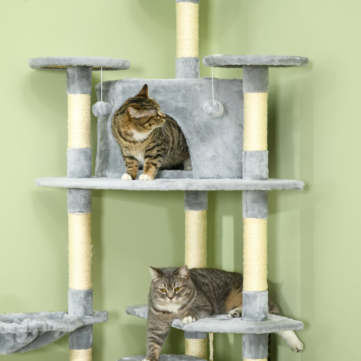 79" Scratching Kitten Tree Condo Kitten Scratch Activity Center Toys Light Grey