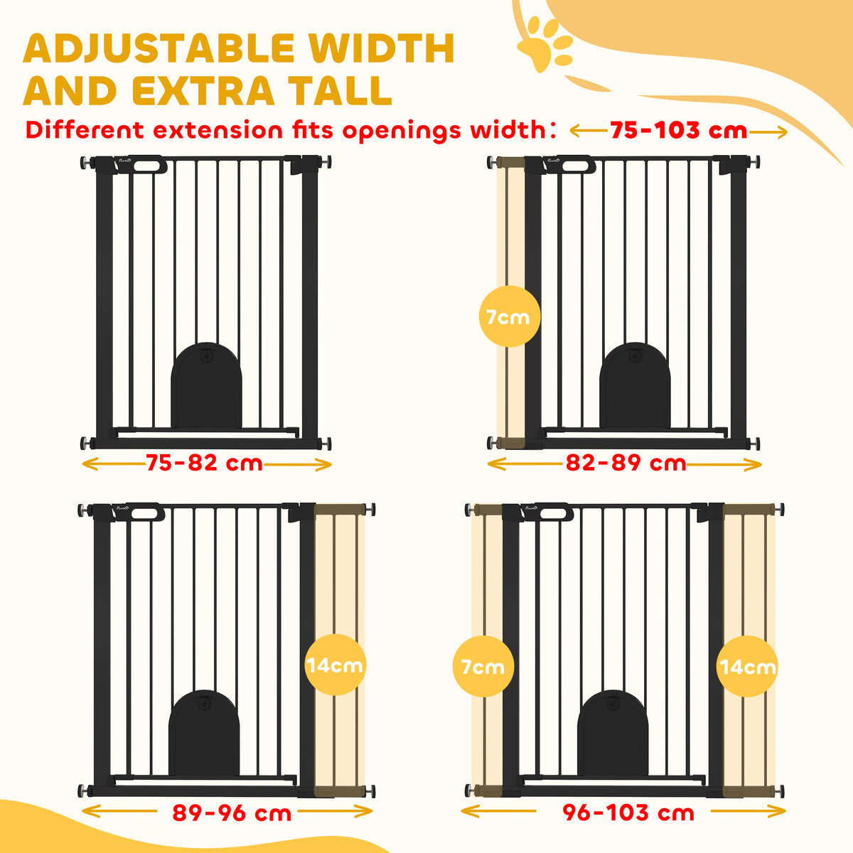 30"-52" Extra Wide Pet Gate Barrier with Small Door, 30"H Dog Gate with Safety Gate Barrier – view 27