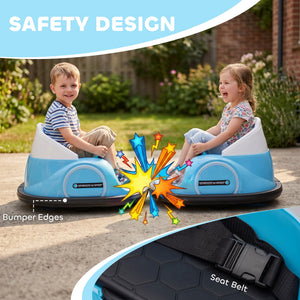 Qaba 12V Bumper Car for Toddlers, Ride On Car with 360 Degree Remote Control, Lights Music Horn, for 1.5-5 Years