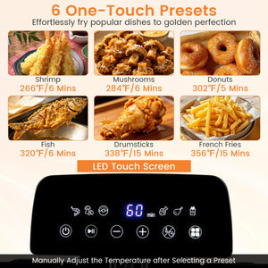 5.3-Qt Electric Deep Fryer with 3 Baskets 1700W LED Touch Screen and 6 Presets-Black view 4
