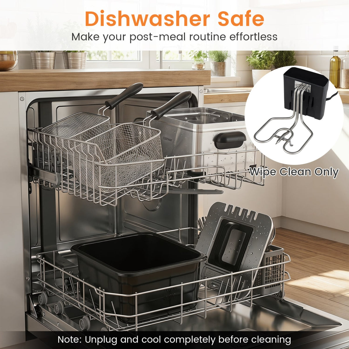 5.3-Qt Electric Deep Fryer with 3 Baskets 1700W LED Touch Screen and 6 Presets-Silver view 9