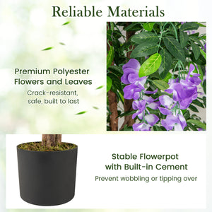 5.5 FT Faux Wisteria Plant in Nursery Pot with Blooming Flowers Set of 2-Purple view 5