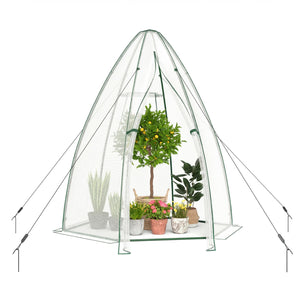 5.5 x 5.5 x 6 Feett Portable Garden Mini Greenhouse with All-Weather PE Cover-White view 4