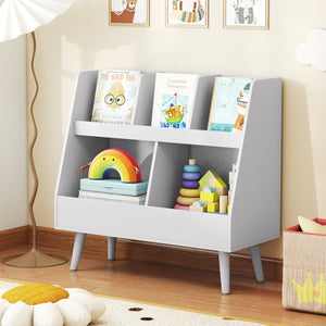 5-Cube Kids Bookshelf and Toy Organizer with Anti-Tipping Kits-Light Gray view 2